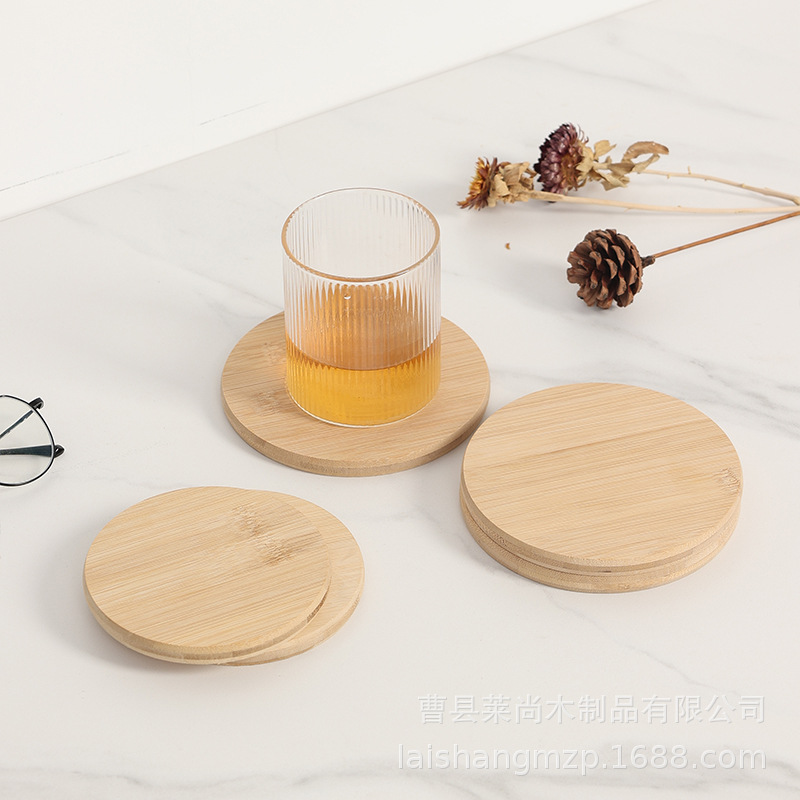 Posavasos de madera mantel redondo japonés taza estera de aislamiento térmico almohadilla simple café montaña de madera