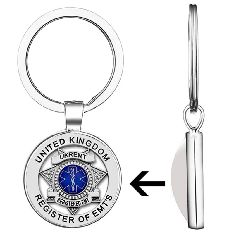 Cross-border Hot Sale New Product Emergency Medical Ambulance Technician Symbol Time Gem Alloy Keychain Fashion Accessories