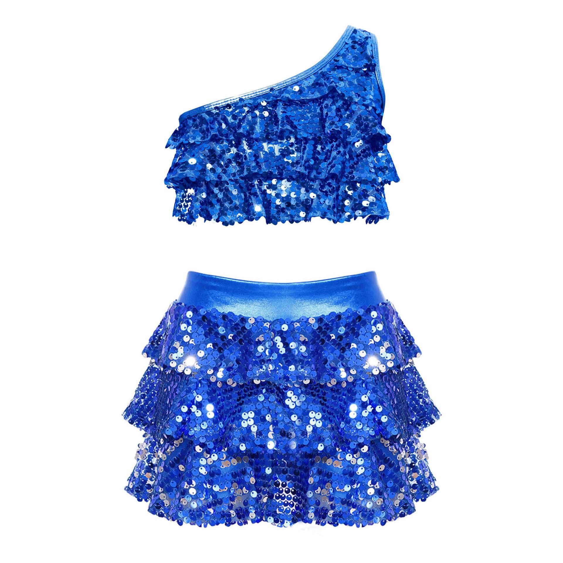 Cross-Border European and American Hip-Hop Sequin Sexy Dance High-Quality Fabric Super Elastic Slimming Girls' Short Skirt