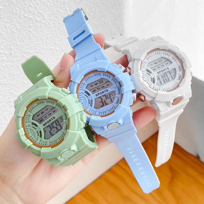 Children's Electronic Watch Girls Primary School Junior High School Students Digital Sports Wind Luminous Watch Boys Only Look at Time Anti-fall