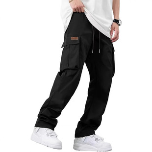 2024 Cross-Border Aliexpress Hot Selling Men's Workwear Drawstring Multi-Pocket Sports Pants Outdoor Mountaineering Running Casual Pants