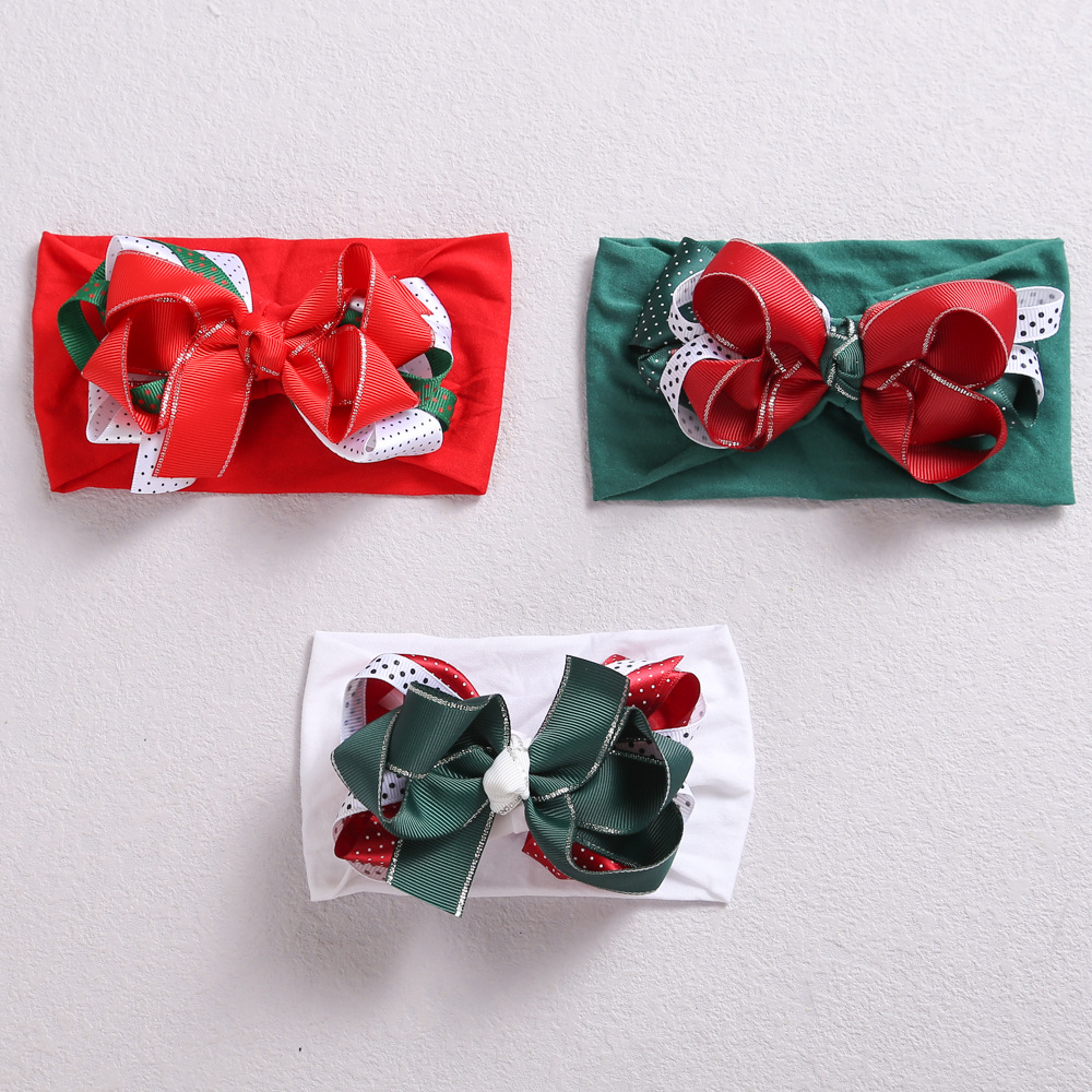 Christmas Festival Plaid, Bow Knot Pattern Fashion Plaid Bow Knot Cloth Hair Band