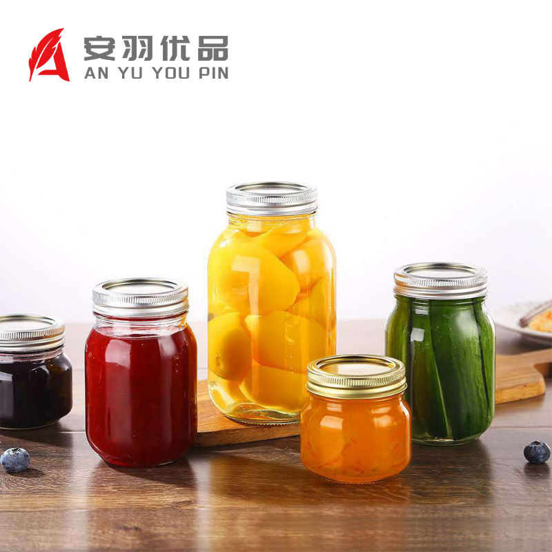 厂家批发方圆玻璃梅森瓶酱菜瓶密封储物瓶蜂蜜瓶果酱分装瓶罐头瓶