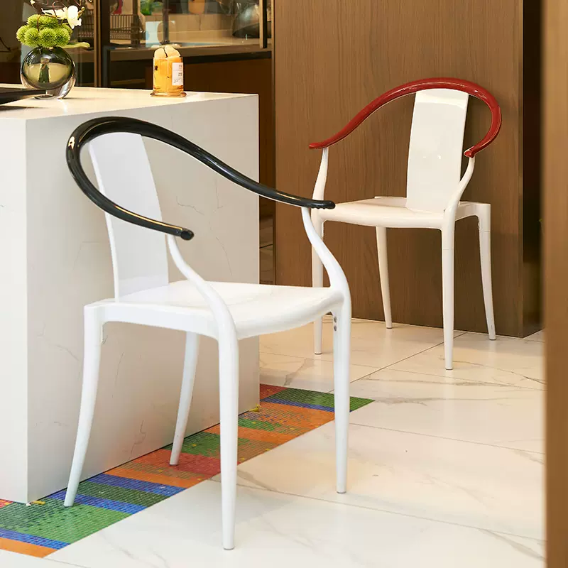 新中式透明餐椅太师椅家用圈椅亚克力简约靠背扶手椅北欧塑料椅子