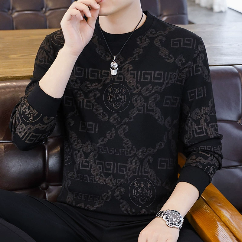 Мужская футболка с длинным рукавом для осени и зимы, на флисовой подкладке, утолщенная, модная повседневная универсальная футболка, стильный топ для мужчин.