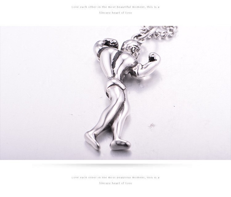 New Fashion Series Character Avatar Necklace Sports Weightlifting Men's and Women's Pendant Titanium Stainless Steel Set_voghion.com