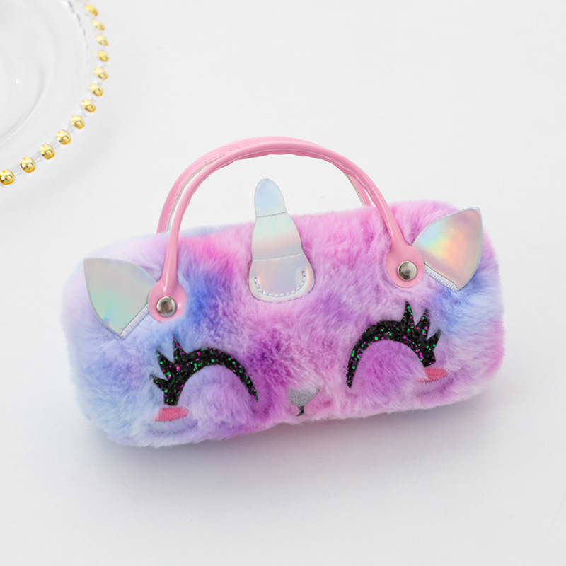 Funda De Gafas De Unicornio De Felpa Portátil Antipresión Plegable Para Niños Monedero display picture 1