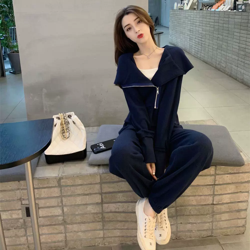 胖MM大码设计感时尚套装女秋冬新款时尚高级感小众洋气休闲运动装