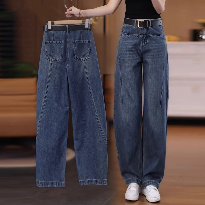Vintage Women's Jeans 2026 New Fashion Versatile Casual High-Waisted Slimming Straight Pants Narrow Version Wide-Leg Pants