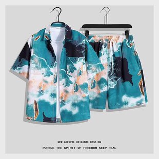 Trend summer clothing, shirt, trousers, set, sports suit, with short sleeve