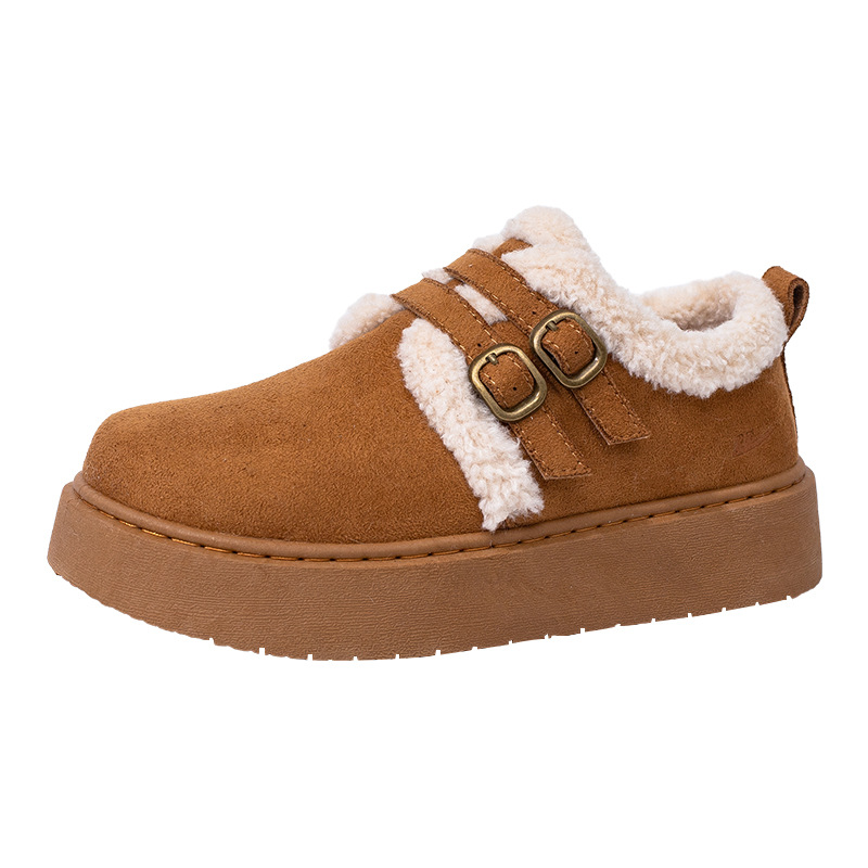 Retro retro nuevo botones de lana Bocken suela gruesa de invierno con zapatos cálidos de mujer cómodos zapatos de algodón coreano al por mayor