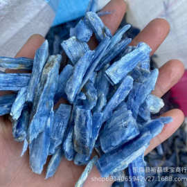 批发 天然水晶 蓝晶条 原石碎石2-8cm蓝色水晶工艺品装饰原料摆件
