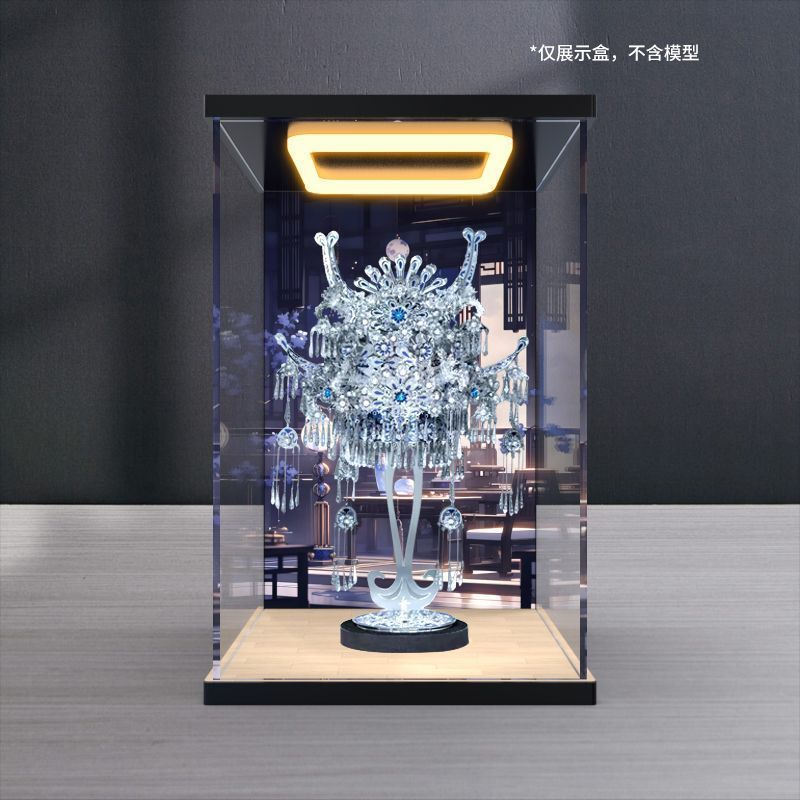适用【非遗】拼酷苗银冠饰3D立体拼图国风亚克力带回型灯展示盒|undefined