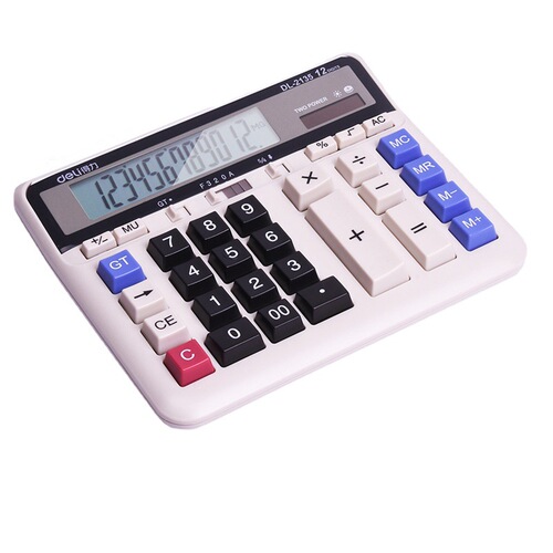 Deli 2136ES large button financial calculator accounting special large screen dual power supply business store wholesale