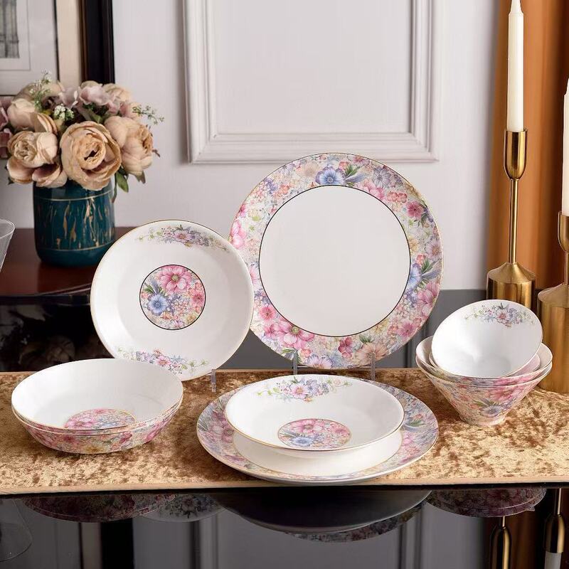 Anna Manhua Series Bone China Exquisite Chinese Style Traditional Porcelain Bowls and Plates Set Home Gift Giving Wholesale