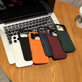 跨境适用iPhone18promax喷油卡包手机壳17pro防摔16plus纯色15/14