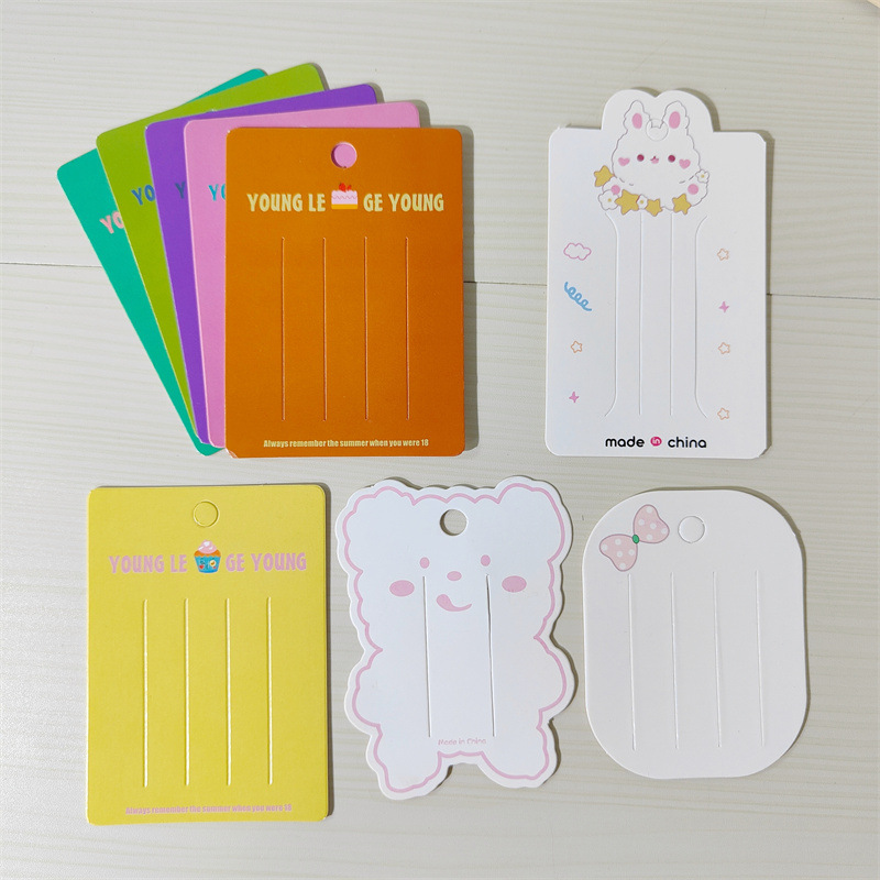 可爱卡通小熊兔子饰品包装卡纸发夹头饰包装配件 diy彩色发卡纸卡