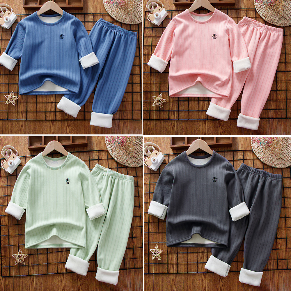 Children's fleece-lined Underwear suit Autumn and Winter fleece-lined Warm Pajamas Large Children's Autumn Clothes Autumn Trousers Home Clothes Leggings