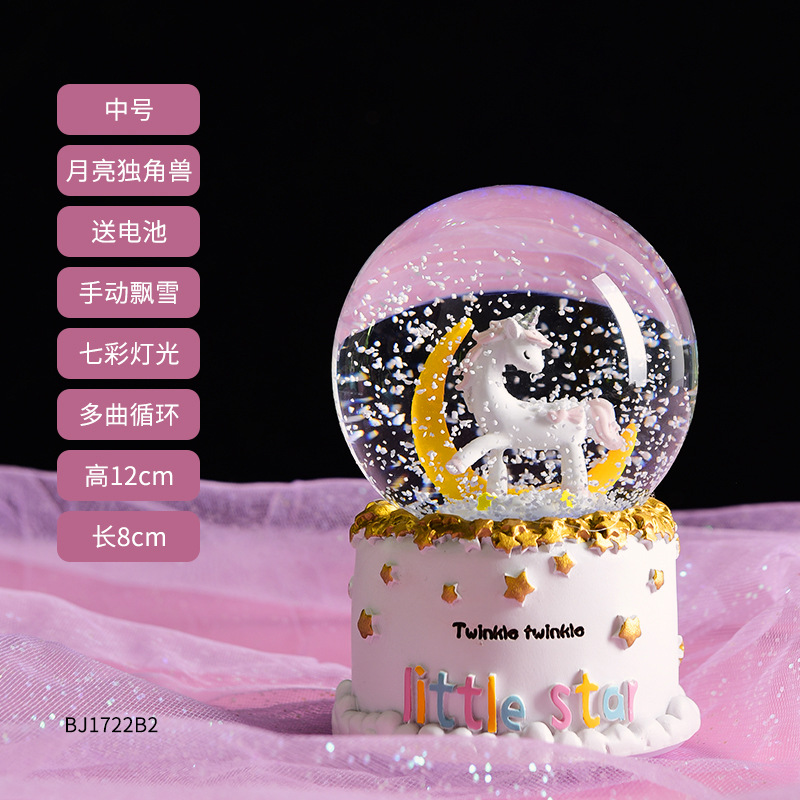 Navidad princesa bola de cristal copo de nieve caja de música caja de sonido de ocho niñas pequeños regalos de cumpleaños pequeños adornos