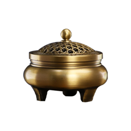 Copper incense burner three-legged bare face incense burner aromatherapy burner sandalwood burner household worship copperware crafts manufacturer wholesale