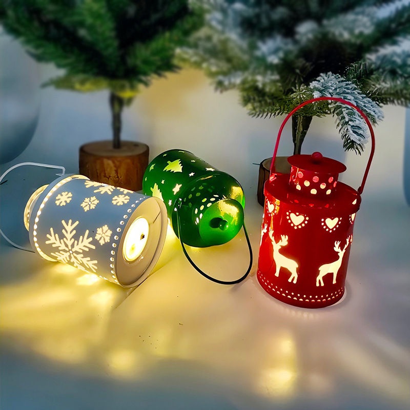 Navidad vela luz LED pequeña linterna viento luz electrónica vela Estilo nórdico creativo decoración de vacaciones pequeño