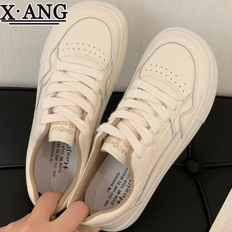 Genuine Leather Soft-Soled White Shoes for Women 2025 Spring New Preppy Style Versatile Ugly Board Shoes Casual Sports Shoes