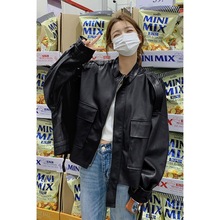 感皮衣外套港风女春秋2024年新款小个子短款皮机车皮夹克潮
