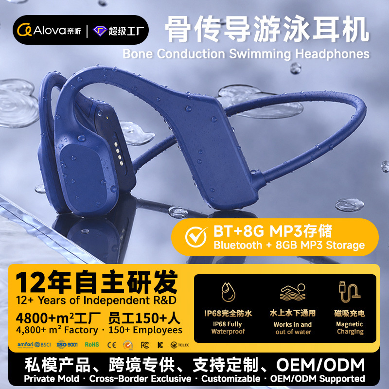 Popular Foreign Trade Bone Conduction Bluetooth Headphones for Outdoor Sports, Cycling, and Swimming, Waterproof Headphones