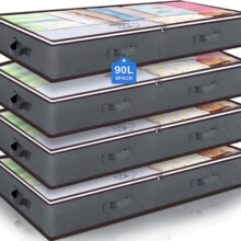 亚马逊床下衣物床单毛毯收纳袋透明大容量90升衣服收纳整理批发