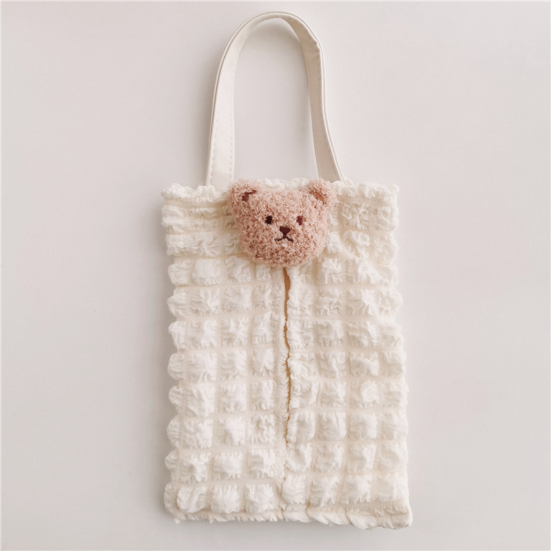 Korean-style cute bear tissue box cover for car seat backs, suitable for babies and children