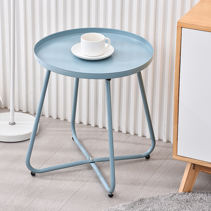 Nordic hierro pequeña mesa redonda balcón mesa de café moderno simple sala de estar sofá cama mesa auxiliar luz lujo mini mesa de café