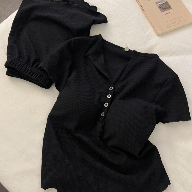 High-End Simple Solid Color Pajamas for Women, New Summer Style Short-Sleeved Shorts for Small People with Chest Pads, Home Wear Set for Women High-End Simple Solid Color Pajamas for Women, New Summer Style Short-Sleeved Shorts for Small People with Chest Pads, Home Wear Set for Women