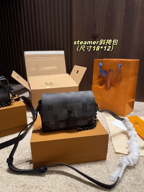 2025新款男士斜挎包链条包印花小方包单肩包翻盖包欧美经典信使包|undefined