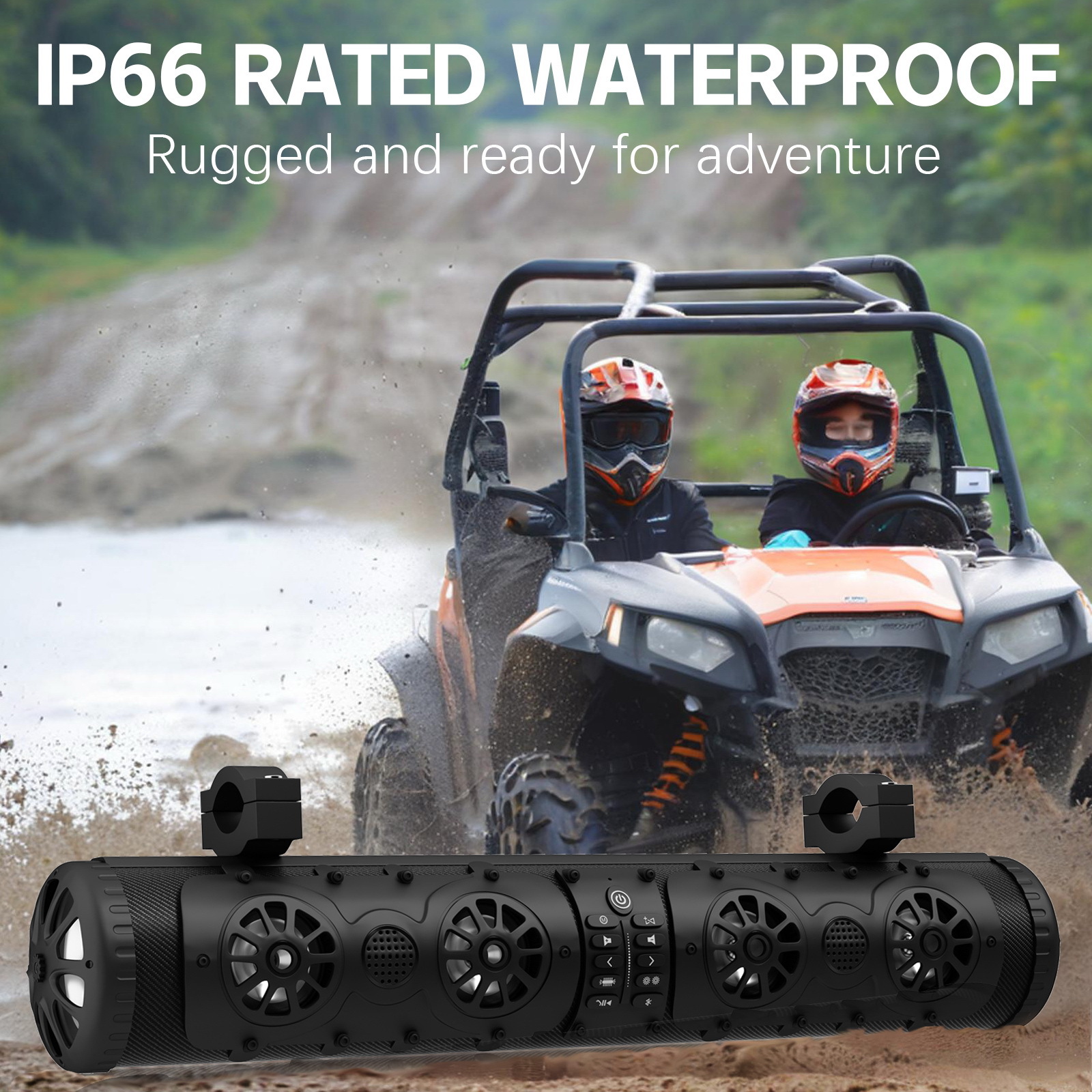 27inch Utv Golf Cart Atv Beach Vehicle Soundbar Bluetooth Speaker with USB and Aux Led