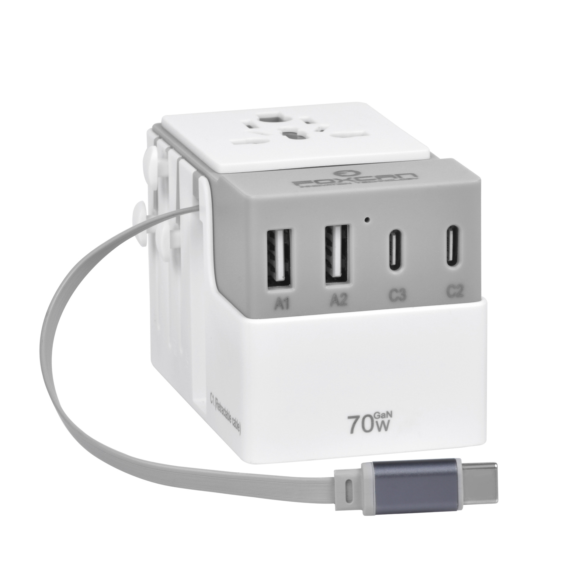 2025新款转换插头70W氮化镓快充插座转换多插位美欧规全球通转换