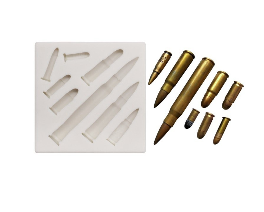 新款子弹头硅胶模具CF游戏吃鸡男生女生蛋糕装饰巧克力粘土模具|ms