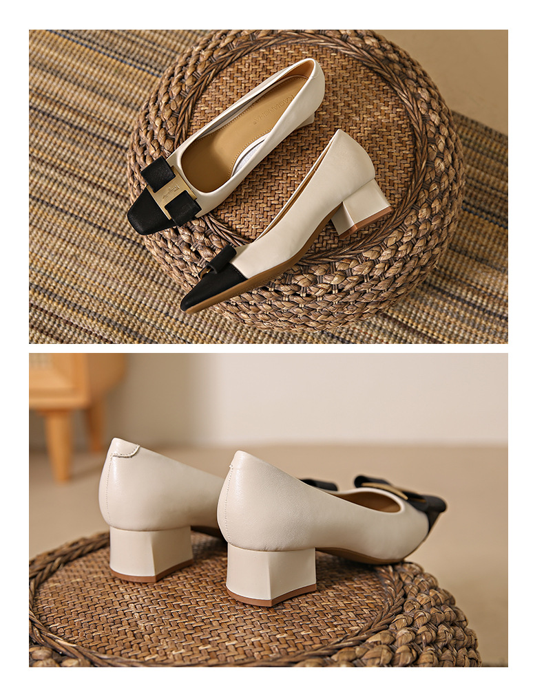Genuine Leather High Heels With Square Toe For Women Summer Style_voghion.com