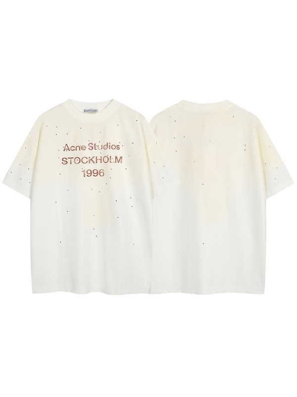 夏の新型AC潮牌1996文字は古い磨かれたホットドリルのゆるい半袖男女カップルのtシャツを作る|undefined