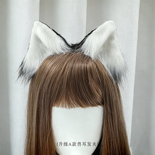 日系lolita猫耳朵发夹手作仿真狐狸耳朵漫展cos毛绒猫耳兽耳头饰