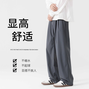 Suit Pants Men's Spring and Autumn Straight Leg Pants Loose Casual Pants Hanged Western Pants Black High-end Pants All-match