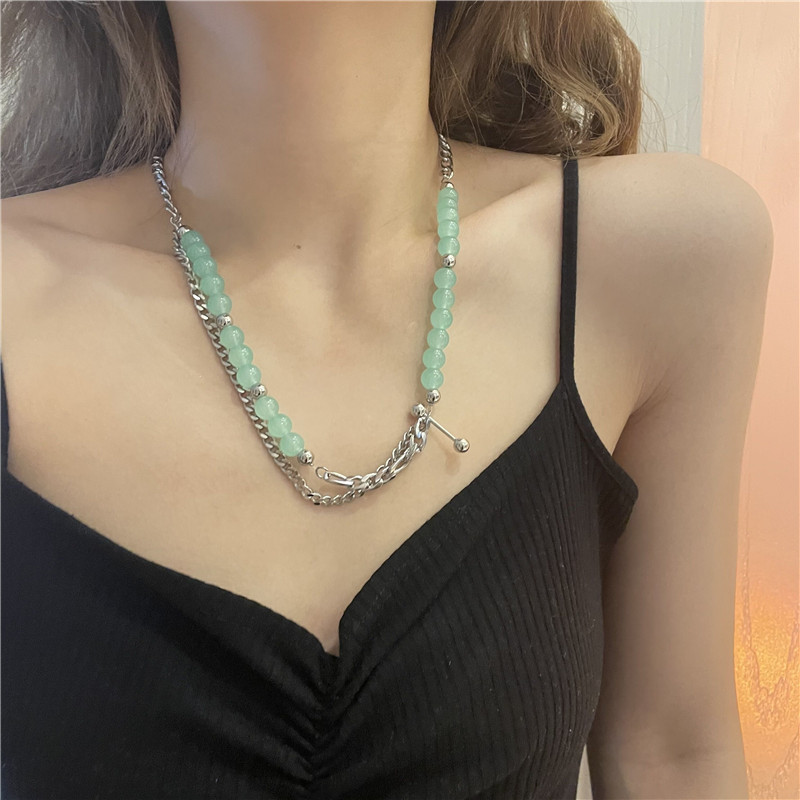 Wholesale Jewelry Green Aventurine Beaded Double Layer Necklace Nihaojewelry display picture 2