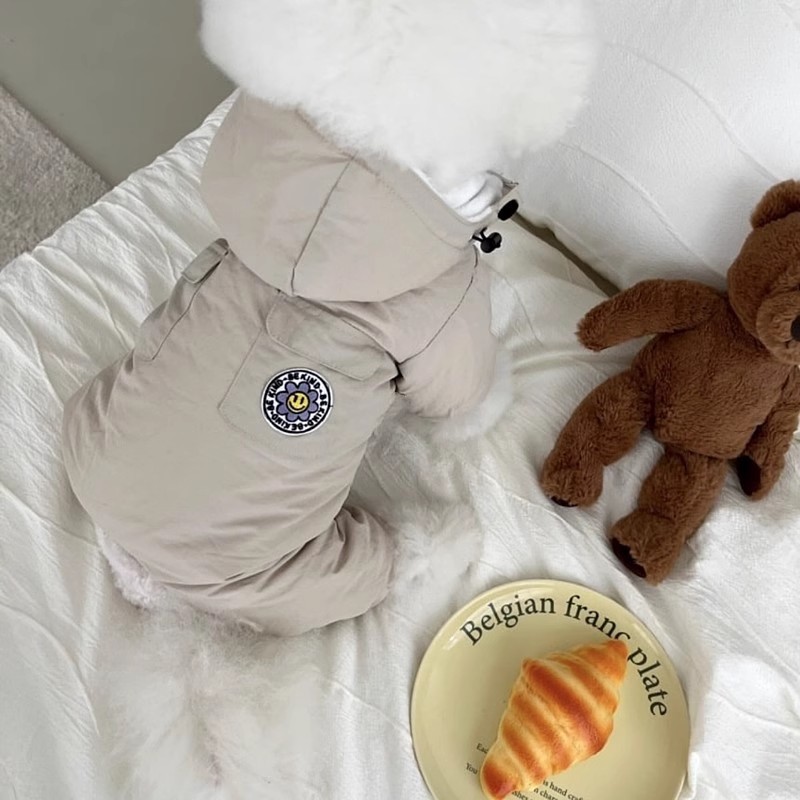 Otoño y invierno perros gruesos calentamiento negro de grafeno negro con sombrero de oro negro chaqueta de plumón gato algodón ropa de perro mascota