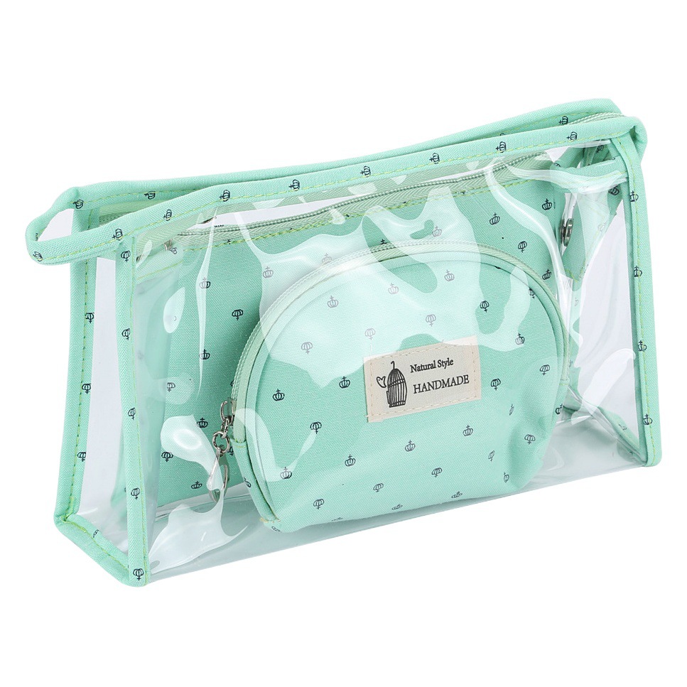 Juego de tres bolsas de cosméticos, neceser transparente de gran capacidad para artículos de tocador y productos para el cuidado de la piel, bolsa de almacenamiento para lápices, estuche portátil para estudiantes, fiesta estudiantil.