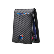 亚马逊美金夹男士钱包外贸碳纤维钱夹男款皮夹钱包商务wallet防盗
