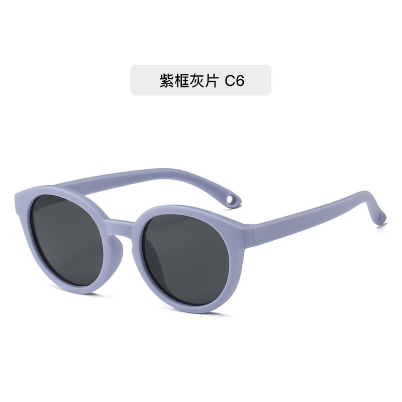 Modische weiche Silikon-Babysonnenbrillen 0-3 Jahre Kinder runde Sonnenbrille UV-Schutz Premium polarisiert hochauflösend