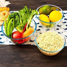 微波炉专用透明玻璃碗耐高温家用水果沙拉碗吃饭大汤碗泡面碗