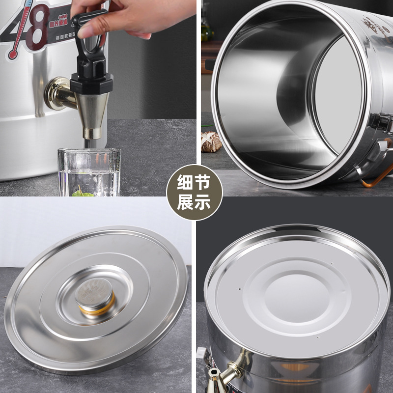 Orton cubo aislado de acero inoxidable Cubo de sopa comercial con grifo Cubo de té de leche de soja leche hielo en polvo agua hervida arroz gachas puesto