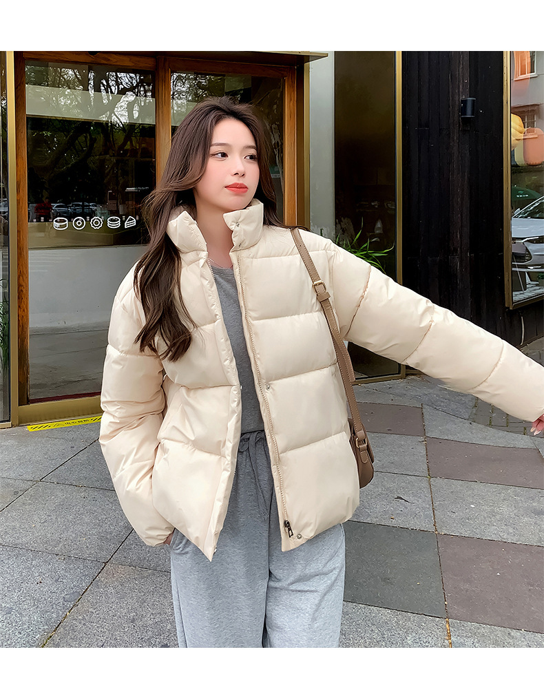 Women's Down Coat Winter Cotton Jacket Standing Collar Loose Fit_voghion.com
