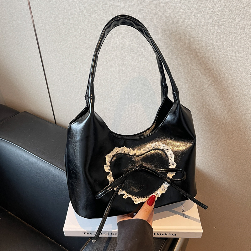 Bolso Tote de moda coreana 2025 verano nuevo estilo bolso femenino bowknot love bolso de encaje bolso de hombro