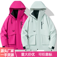 厂家直销新款户外高品质防风防水冲锋衣直播实体批发工装连帽夹克